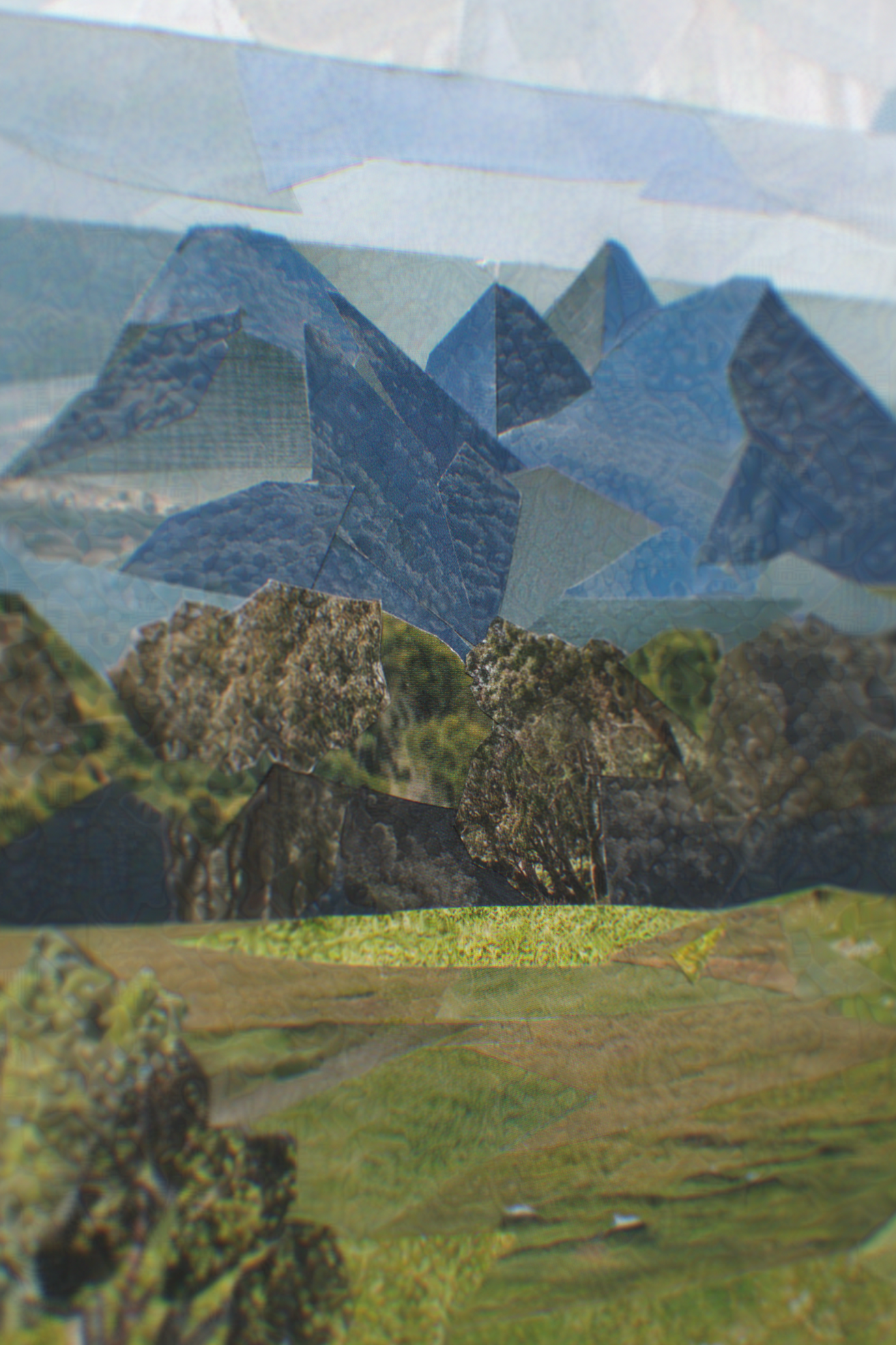 Hand-made Australian Collage Art - The Glass House Mountains