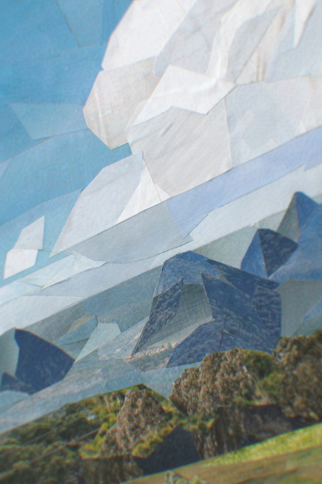 Hand-made Australian Collage Art - The Glass House Mountains