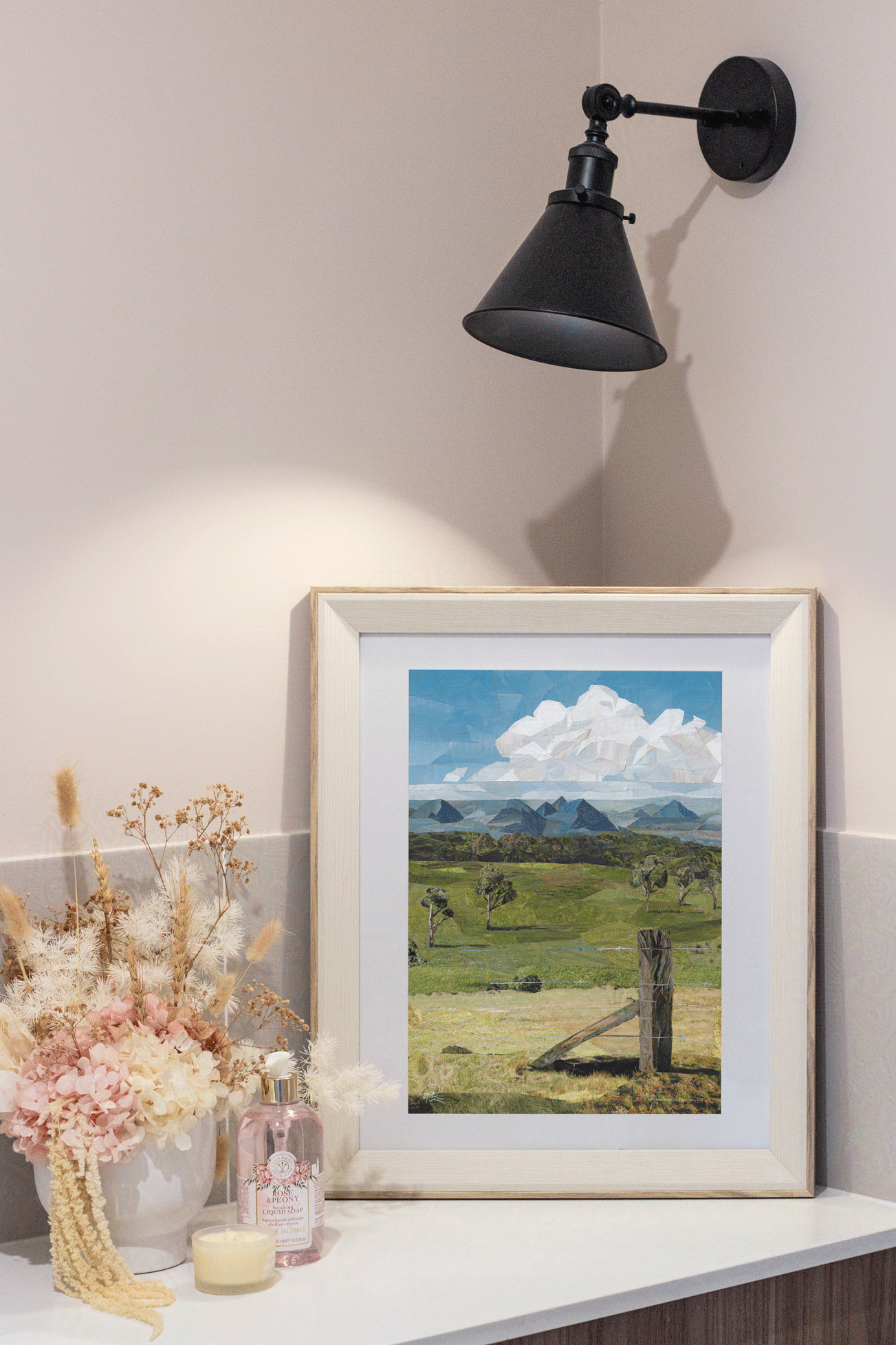 Hand-made Australian Collage Art - The Glass House Mountains